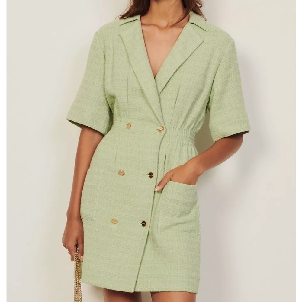 Sandro pistachio green tweed dress